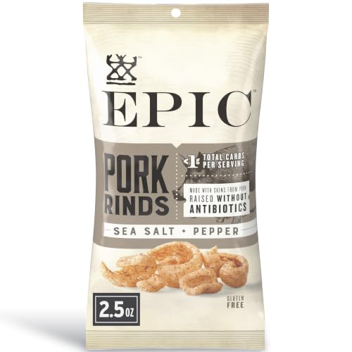 Image of EPIC Sea Salt and Pepper Pork Rinds, Keto and Paleo Friendly, Protein Snacks, 2.5 oz