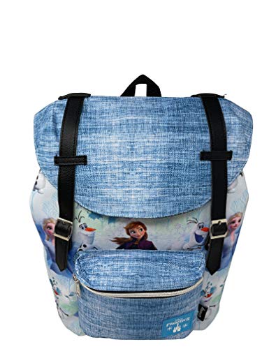 Limited KBNL Frozen 2 Allover Pattern Preppy Vintage Style 16 School Backpack Blue, Large, 207602