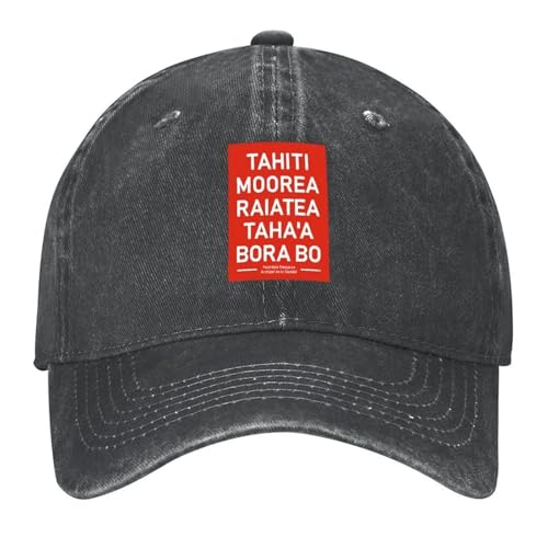 RRCRUHG Gorra de béisbol clásica Tahití Bora Bora Moorea Love Surf Pacific Polinesia Francesa Diseñadora Adorable para niñas Gorra Deportiva Ajustable de algodón para Hombre