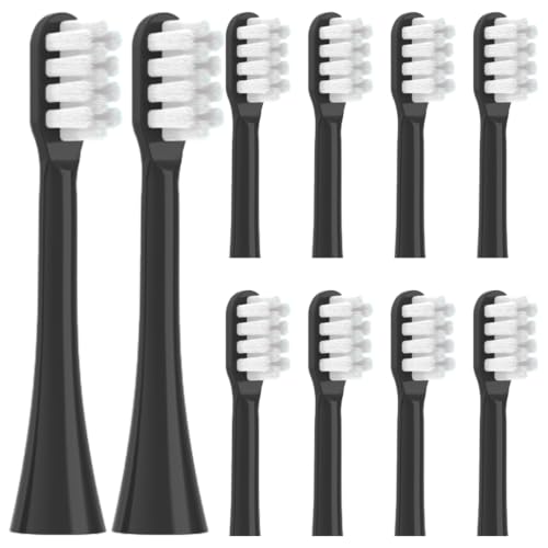 Image of Replacement Toothbrush Heads Compatible with COULAX U17/U15/C15/H15/ PHYLIAN H15 / PRO U17 Electric Toothbrush,10 Pack (Black Soft)
