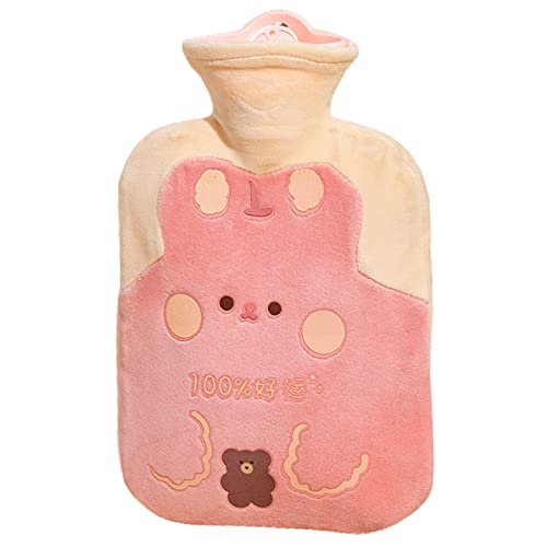 SANWOOD Bolsa de agua caliente de 00/1000 ml, lindo calentador antiexplosión, mini niñas, acogedora botella de agua caliente, sin fugas, proporciona calor y comodidad para el cuello, la espalda, la