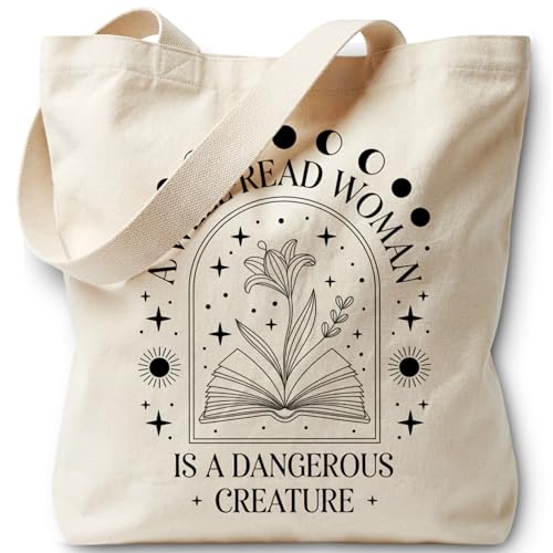 LRYBUD Bookish Tote Bag for Women Canvas Bag for Women Grocery Shopping Travel Gym Weekender Vacation Womens Work Tote Bag Gifts