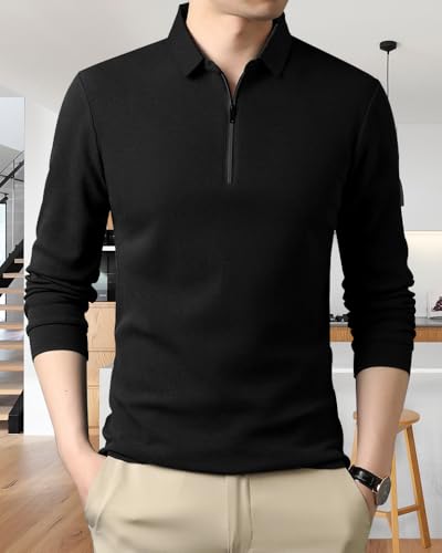 Image of Noble Monk Men's Polycotton Regular Fit Full Sleeves Polo T-Shirt