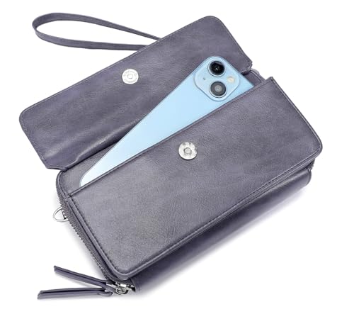 Image of Lanyani RFID Crossbody Wallet Wristlet Purse with Phone Pocket For Women Vegan Leather