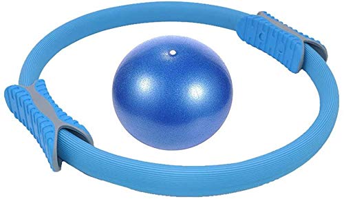 ChenFec Yoga-Ball, 25 cm und Pilates-Ring, 38 cm, Pilates-Fitness-Trainings-Ausrüstungs-Set, Blau Cover