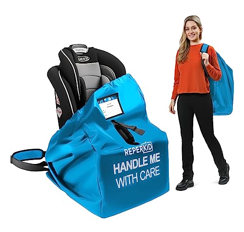 Image of reperkid Car Seat Travel Bag for Airplane. Bonus E-Book. Protect, Safe & Secure. Pouch and Backpack Easy to Carry | Ideal Airplane Gate Check Bag for Car Seats & Booster | Universal Size
