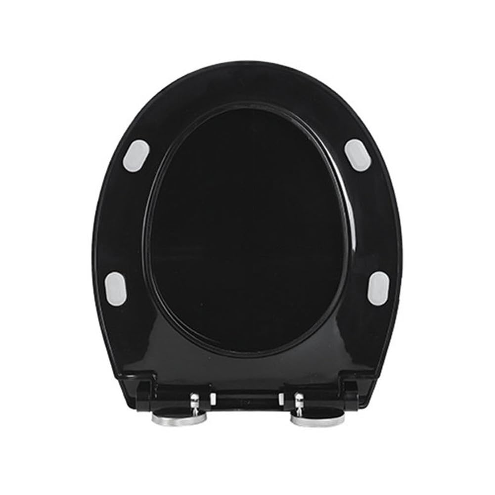 Giural Soft Close Toilet Seat O Shape - 37 * 44Cm Toilet Lid PP Material, Quick Release, 360° Adjustable Top Hinges Fits Most Standard Pans - Oval Light Weight Loo Seat,Black