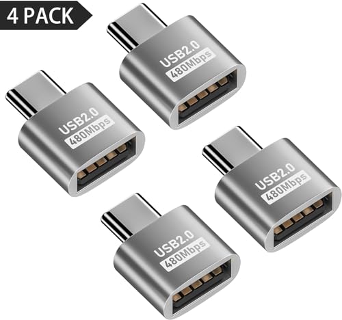 Image of ETZIN USB2.0 to USB C Adapter, USB Type C Male to USB 2.0 Type A Female Extension Connector Support 480Mbps Data Transfer, OTG Function and Charging for Phone, Laptop, USB Keyboard (4, Silver-C)