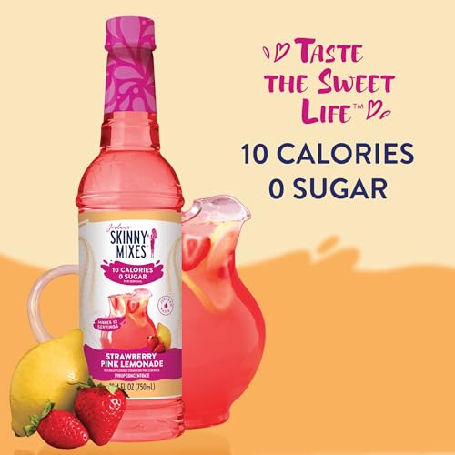 Jordan's Skinny Mixes Sugar Free Syrup, Strawberry Pink Lemonade, Fruit Flavored Water Enhancer, Drink Mix Iced Tea, Lemonade, Drinks, Low Calorie Water Flavoring, Dairy & Gluten Free, Kosher, 25.4 Fl Oz