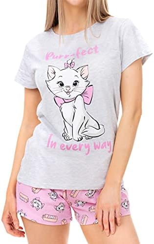 Disney Pajama for Women | Ladies Aristocats Pajamas | Cotton Short PJ Set Grey XX-Large