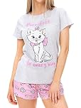 Disney Pyjama Womens | Aristocats Pyjamas for Women | Cotton Short Pjs for Women Sets Grey Size XX-Large