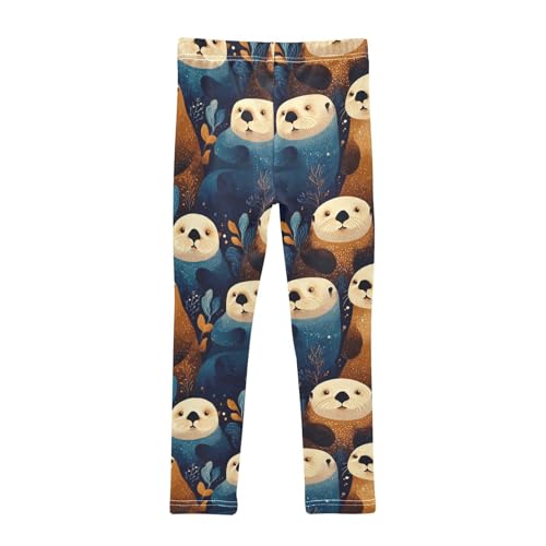 Girls Leggings Cute Animals Sea Otters Soft Toddler Leggings for Girls Kids Pants Size 4T-10T2