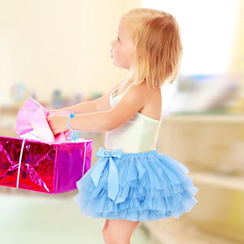 Lawie 4 PCS Set Tulle Short Dress Tutu Skirt with Flower Headbands Accessories Princess Flower Girls Outfit Shower Gifts4