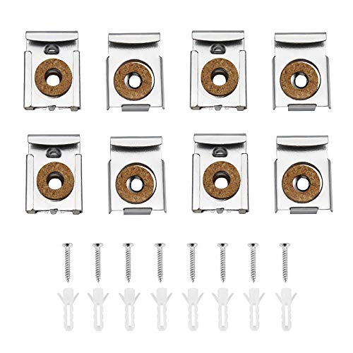 PEAK-EU 8 Pcs Colgador de Espejo Cargado de Resorte Set de Clips para Espejo de Baño,Montaje de Espejo sin Marco,con Tacos y Tornillos