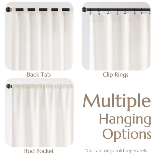 Image of jinchan Lined Linen Curtains Extra Wide Back Tab 100x90 Inch 1 Panel White
