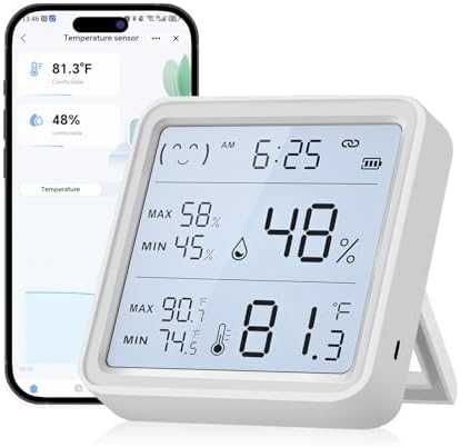 eMylo WiFi Thermometer Hygrometer, Smart Wireless Indoor Temperature Humidity Monitor with Remote App Alerts, 3.2” Backlit Display, Alexa Google Compatible, Data Export for Home Greenhouse Bedroom