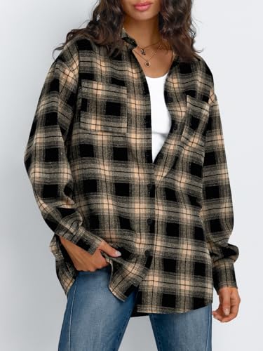 Trendy Queen Women Shackets Long Sleeve Flannel Shirts Button Down Blouse Plaid Tops Fall Outfits Fashion Winter Jackets 20252