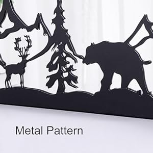 Chende 28” x 36" Black Decorative Wall Mirror, Elegant Living Room Mirror with Metal Bear, Trees, Deer Patterns, Large Decor Mirror for Dining Room, Bedroom Chende 28 x 36 Black Decorative Wall Mirror Elegant Living Room Mirror with Metal Bear Trees Deer Patterns Large Decor Mirror for Dining Room Bedroom