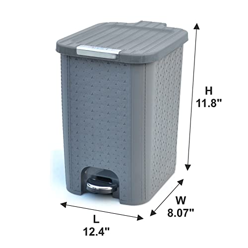 Image of FLAIR Ultra Home Pedal Trash Bin - 8L Medium Dustbin with Inner & Lid | Unbreakable Plastic, Odor Control, Lightweight | Non Garbage Smell | Perfect for Bathroom, Kitchen & Office (Grey)
