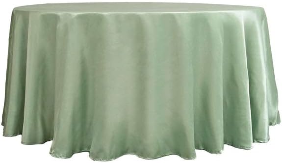 Miniatura 3 de Tableclothsfactory Mantel redondo de satén verde salvia de 120 pulgadas para cocina, comedor, catering, boda, fiesta de cumpleaños, eventos