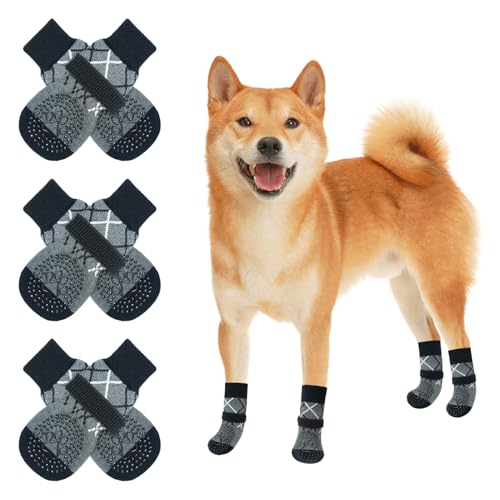 BEAUTYZOO 犬 靴下 滑り止め 足舐め防止 足保護 6個セット ハードウッド床用 防寒防熱 転倒防止 小型犬 中型犬 大型犬 シニア犬用 脱げにくい 肉球保護 通気性 介護 室内履き（Amazon）