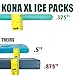 Kona XXL Ice Packs for Coolers– 2 lb Reusable Slim Freezer Pack, Long-Lasting Dry Ice Alternative for Cooler Bags, 13x10 Inch, Fast Freeze (-5°C), 2 Pack