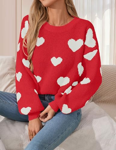 Image of Libsorge Womens Valentine Heart Sweater 2026 Valentines Day Trendy Cute Oversized Long Sleeve Pullover Sweaters