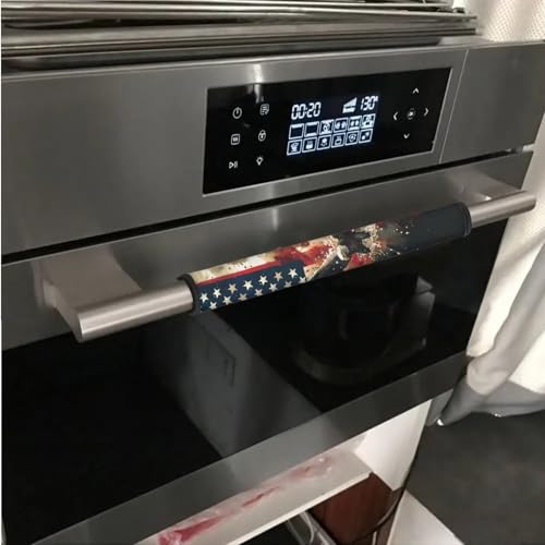 Image of 4th of July Decorations Refrigerator Door Handle Covers Set of 6 Electric Appliance Handles Decor Independence Day Decor Fourth of July Decor Accessories, Eagle American Flag Retro