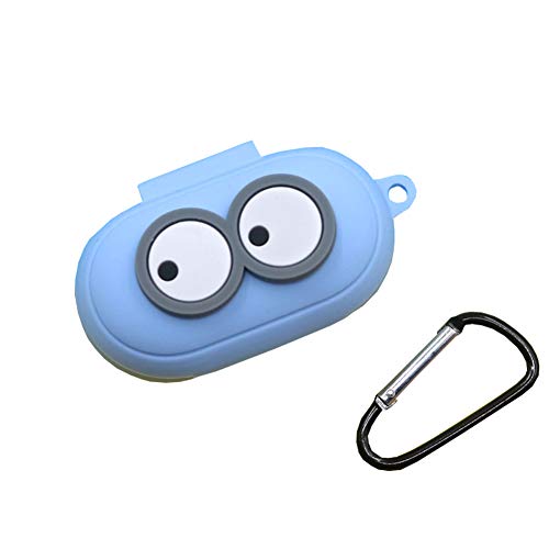 Funda divertida compatible con Samsung Galaxy Buds y Galaxy Buds Plus (2020), carcasa resistente a los golpes, suave silicona TPU con mosquetón, diseño de dibujos animados 3D, ojos grandes, color azul Cover