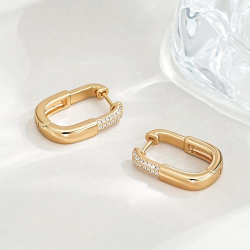 FETTERO Hoop Earrings for Women, 14K Gold Plated Lightweight Huggie Leaf Snake Bar Gold Hoops, Hypoallergenic Gold Earrings for Women Ear Piercing Jewelry