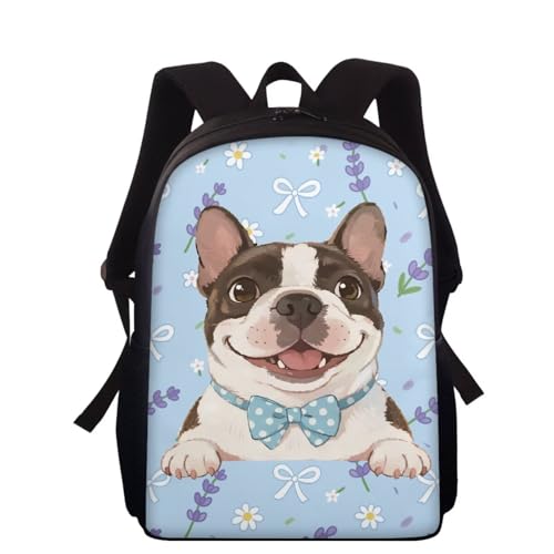 chaqlin Zaino da 38,1 cm, per ragazzi e ragazze, casual, sportivo, elementare, di grande capacità, Bulldog francese., taglia unica, Zaino Scuola