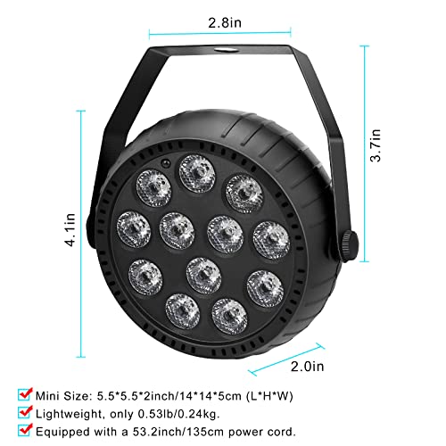 Telbum Stage Lights Dj Lighting 12 Led Rgb Mini Par Light Remote Control Sound Activated Uplights For Indoor Party Wedding Birthday Christmas Holiday Music Show Dance Stage Lighting-2 Pack #TOP4