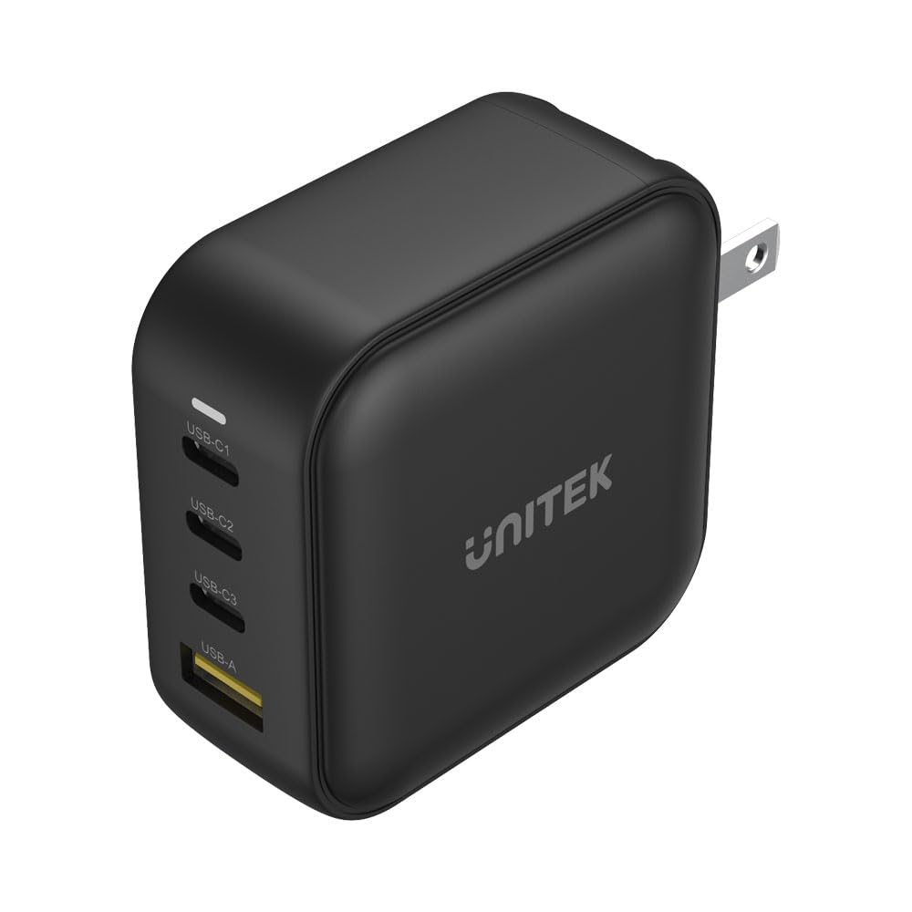 UNITEK CARGADOR TRAVEL QUAD GAN 4 PUERTOS 100W CON USB PD Y QC 3.0 EN NEGRO