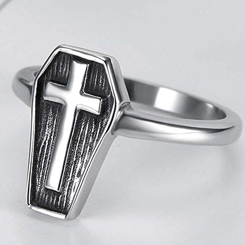 Jude Jewelers Stainless Steel Christian Cross Coffin Shape Religious Prayer Cocktail Party Halloween Biker Ring2