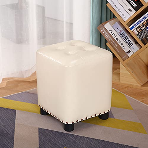 Tabouret carré ZH1YFD compact rembourré en similicuir pour décoration chambre à coucher chic