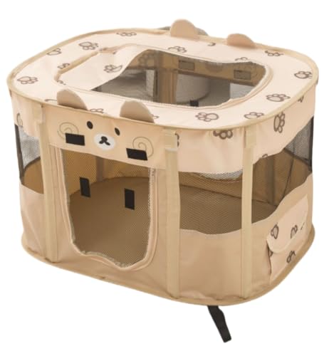 Xiraivke 折りたたみ式犬小屋、折りたたみ式ポータブルペットベビーリング、スチールリングフレーム付きポータブル屋内ペットケージ、ソフトサイド折りたたみ式トラベルケース犬小屋、折りたたみ式犬小屋、犬用ドライバー猫分娩室猫小屋犬小屋ペット分娩室猫犬ケージ