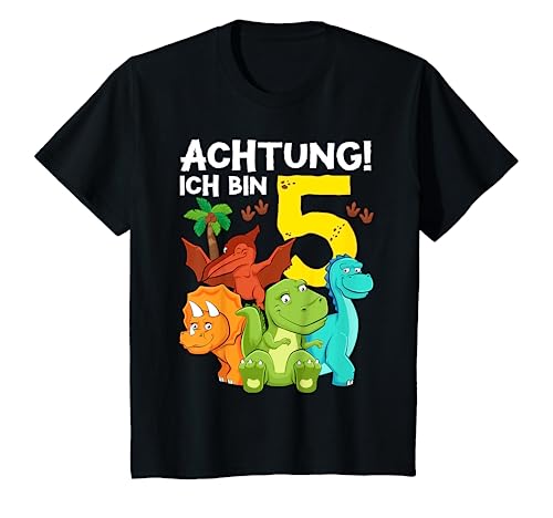 5. Geburtstag Dino T-Shirt - T-Rex Design Für Jungs Und Mädchen