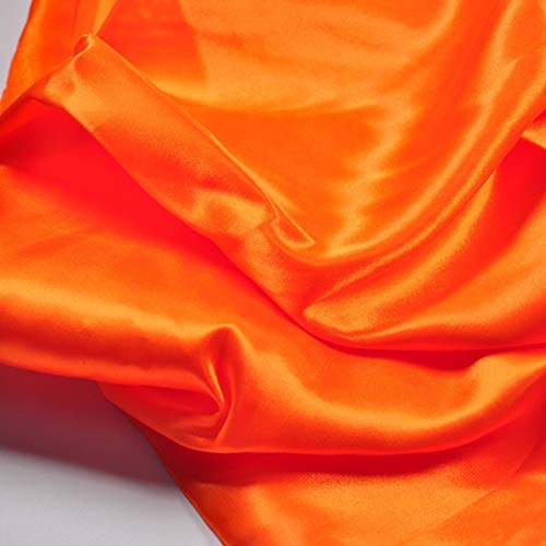Image of Charmeuse Satin Orange Fabric, 60 inch Wide, Silky, for Wedding,Bridal,Decoration, Fashion,Apparel Crafts by 1Yard
