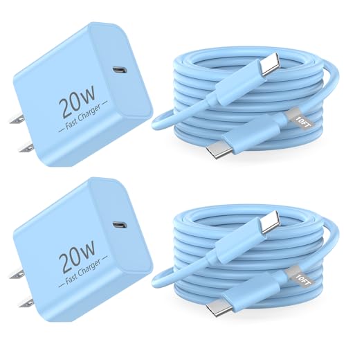 Matsusho iPhone 16 15 Charger Fast Charging 10 FT, 2 Pack 20W USB C Wall Charger with 10FT Type C to C Fast Charging Cable for iPhone 16/16 Plus/16 Pro/16 Pro Max/15/15 Pro/15 Pro Max/15 Plus, Blue