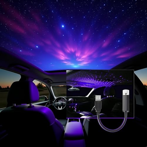 Image of Blue USB Star Projector Night Light,Adjustable Romantic Starry Sky Projector Car Light,Portable Atmosphere Decorative Auto Roof Light for Various Occasions, Home Improvement,Wall Lights Night-Lights