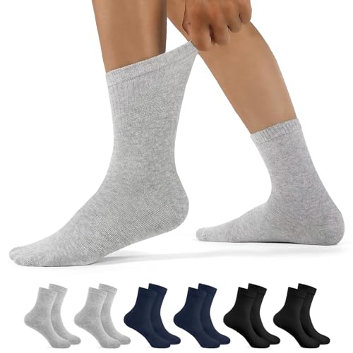 Photo de YouShow 6 Paires Diabetiques Chaussettes Multicolore Homme Femme Coton sans Elastique & sans Pression 43-46