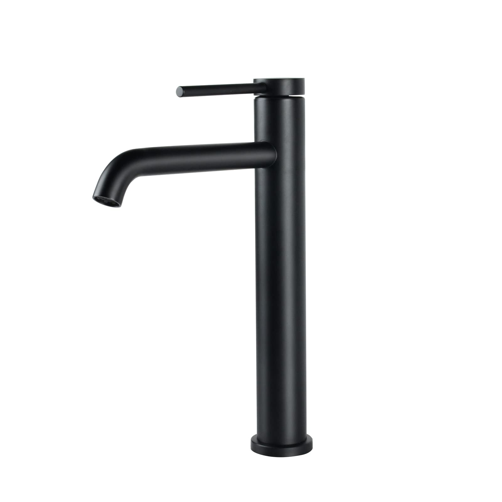 PHASAT Wasserhahn Bad, Wasserhahn Aufsatzwaschbecken Hoch Aufsatzwaschbecken Armatur Mischbatterie Einhebelmischer Waschbecken Armatur Matt Schwarz PTMP01B