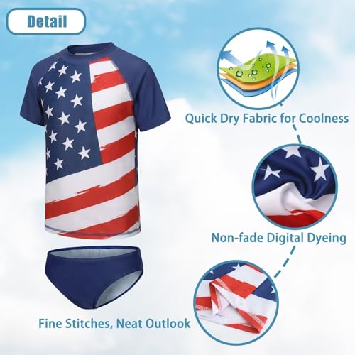 Image of Girls Two Piece Rash Guard Swimsuits Set Short Sleeve Bathing Suit for Kids Hawaiian Swimwear Set 3-16 Years