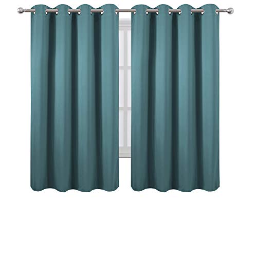 Image of LEMOMO Sea Teal Thermal Blackout Curtains /52 x 72 Inch /Set of 2 Panels Room Darkening Curtains