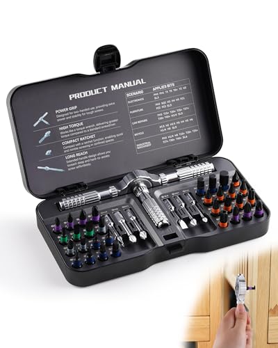 40 in 1 Magnetic Ratchet Screwdriver Set, 360° Flexible S2 Steel Multi-Tool Kit for Precision &...