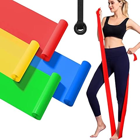 Resistance Bands Set of 4, Fitness Exercise Bands Long 2M with Door Anchor Elastic Workout Bands with 4 Resistance Levels Home Gym Equipments for Body Exercise Strength Training Slim Yoga Pilates Cover