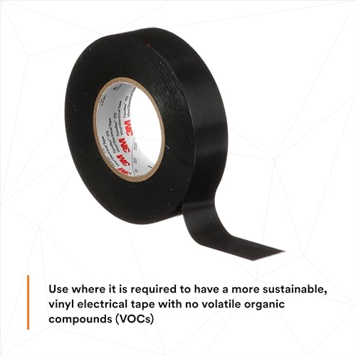 Image of 3M Temflex Vinyl Electrical Tape 175,Flame Retardant,Pressure-Sensitive Adhesive,Electrical and Mechanical Protection,Black,7 mil,3 /4 in x 60 ft,10 Rolls,(Pack of 10)
