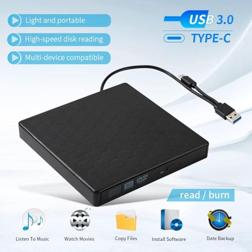 Lectora externa de DVD USB 3.0 portátil para PC miniatura 3
