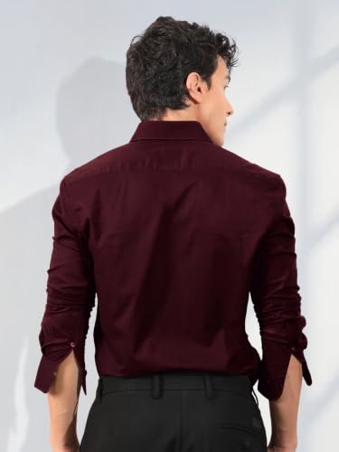 Image of Pinkmint Men's Solid Shirt | Soft Cotton Blend | Casual Shirt | Plain | Full Sleeve - Regular Fit (Available in Plus Size and Pack of 2)