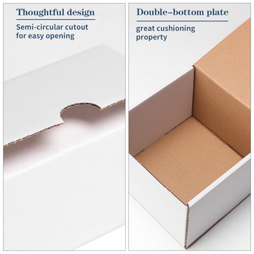 Image of ZBEIVAN 6x6x4 White Shipping Boxes Set of 25, Corrugated Cardboard Mailer Boxes for Packaging Small Business Mailing Gifts